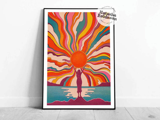 Sun Goddess | Art Print Cosmic Illustrated Wall Decor A4