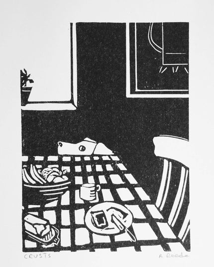 Crusts - A5 Risograph Print - Dog at the table