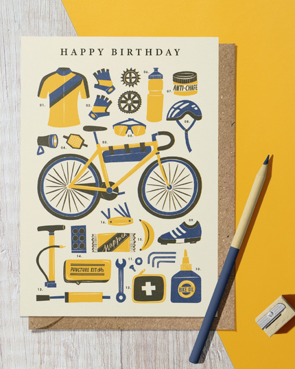Birthday Card - Cycling Art Card