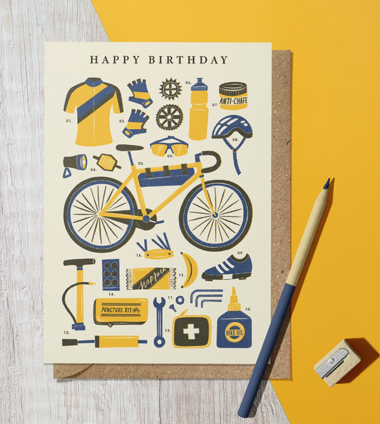 Birthday Card - Cycling Art Card