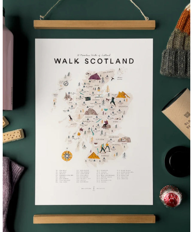 Illustrated A3 Map Checklist Prints - WALK/CYCLE/SWIM