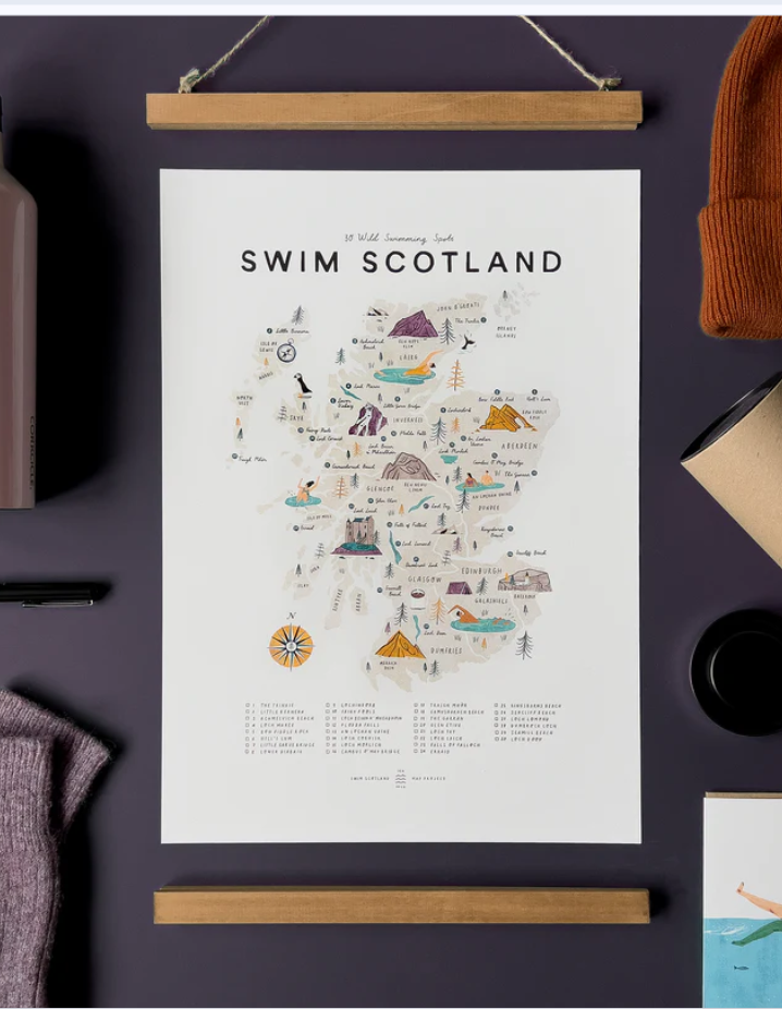 Illustrated A3 Map Checklist Prints - WALK/CYCLE/SWIM