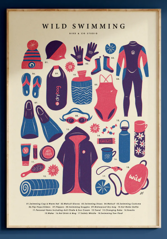 Wild Swimming Kit Art Print ( A4)