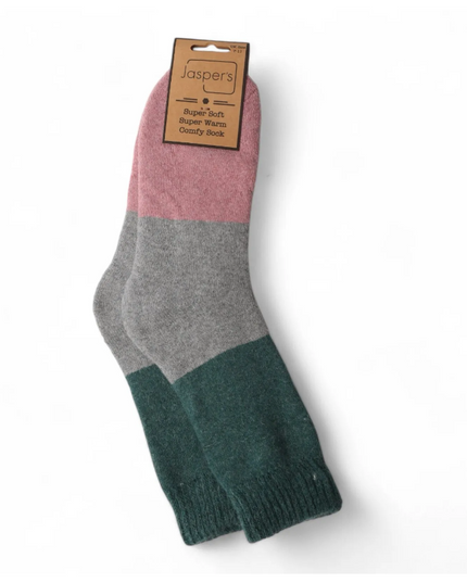 Bold Colour Block Super Cosy Men’s Socks - Grey Heel