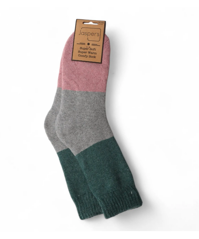 Bold Colour Block Super Cosy Men’s Socks - Grey Heel