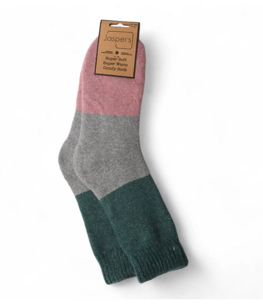 Bold Colour Block Super Cosy Men’s Socks - Grey Heel