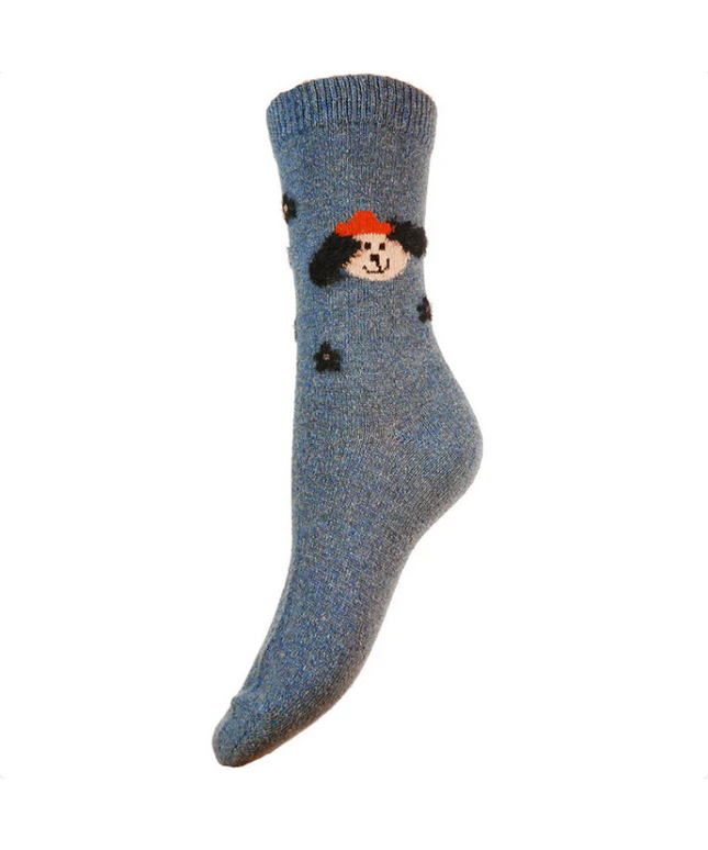 Wool Blend Socks Blue - DOG (4-7UK size)