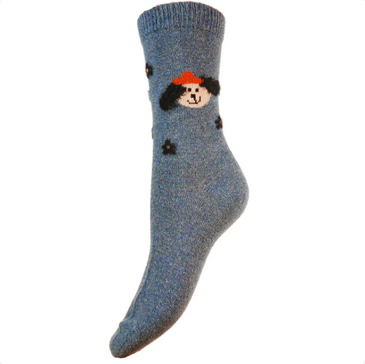 Wool Blend Socks Blue - DOG (4-7UK size)