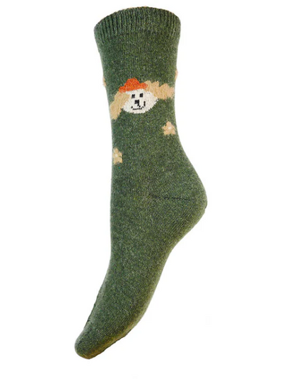 Wool Blend Socks Green - DOG (4-7UK size)