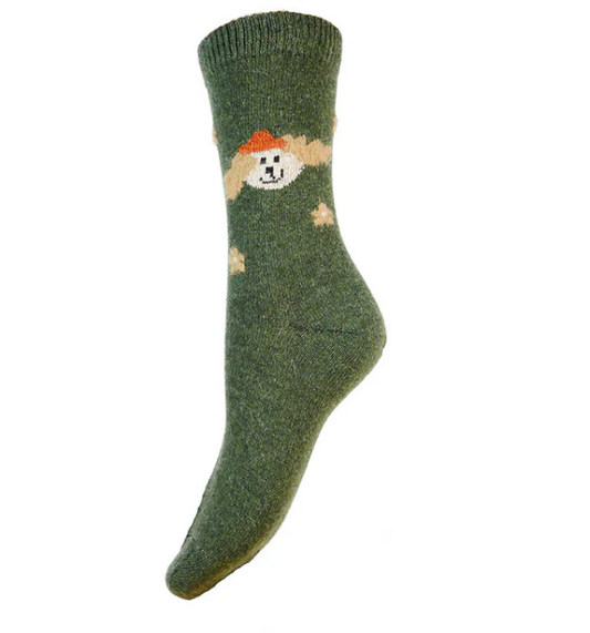 Wool Blend Socks Green - DOG (4-7UK size)