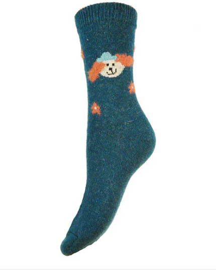 Wool Blend Socks Teal - DOG (4-7UK size)