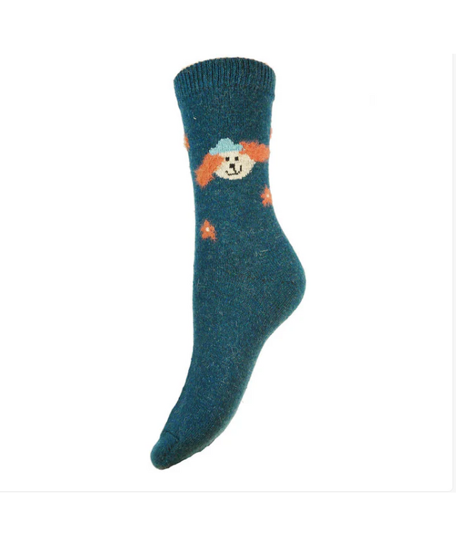 Wool Blend Socks Teal - DOG (4-7UK size)