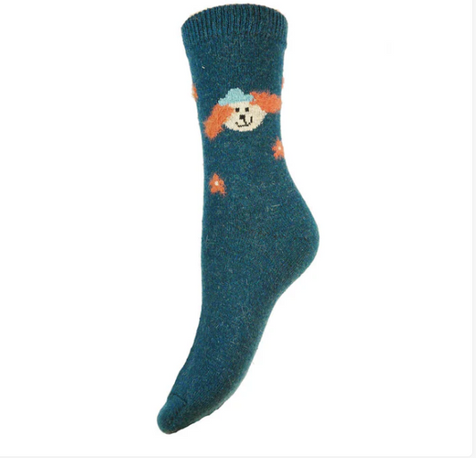 Wool Blend Socks Teal - DOG (4-7UK size)