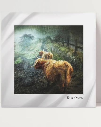 Highland Cow Stroll Square Print 10x10in