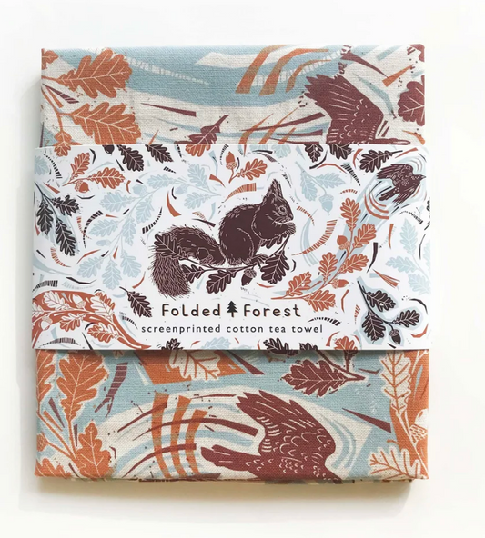 Red Squirrel Tea Towel - Rustic