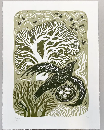 Folded Forest Limited Edition Print - Green Bird