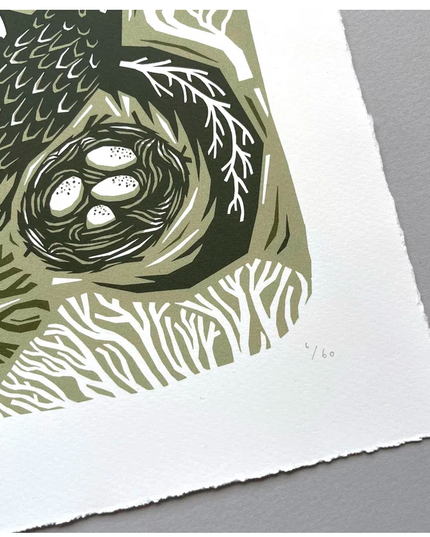 Folded Forest Limited Edition Print - Green Bird