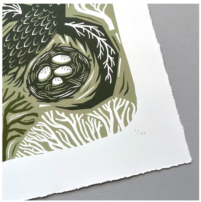 Folded Forest Limited Edition Print - Green Bird