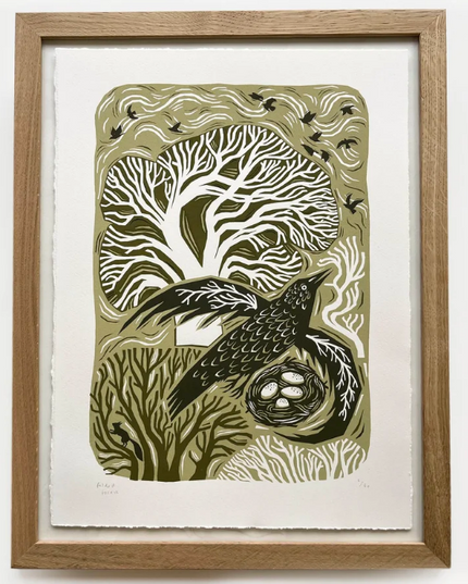 Folded Forest Limited Edition Print - Green Bird