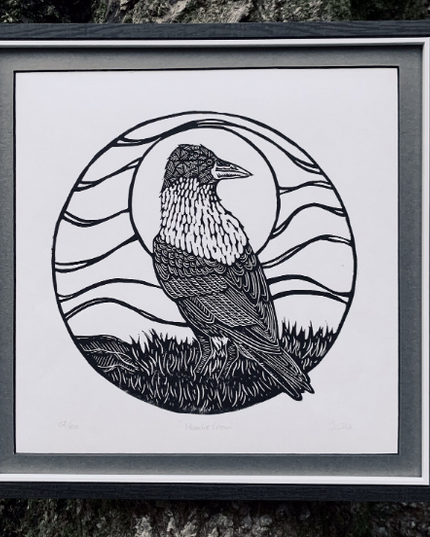 Hoodie Crow Lino Art - Judith Wild