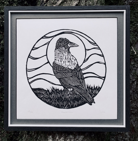 Hoodie Crow Lino Art - Judith Wild