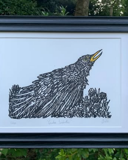 Garden Sunbather Lino Art - Judith Wild