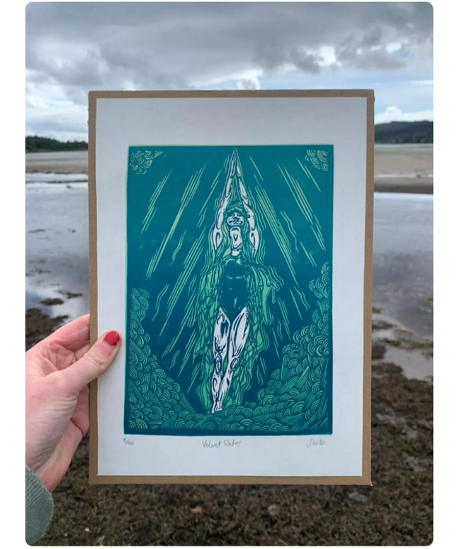 Velvet Water Lino Art - Judith Wild