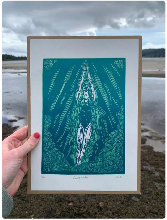 Velvet Water Lino Art - Judith Wild