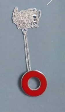 Circle Window Pendant - Enamel Red