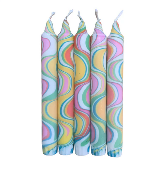 Rainbow Marble - Handmade Marble Dinner Candles