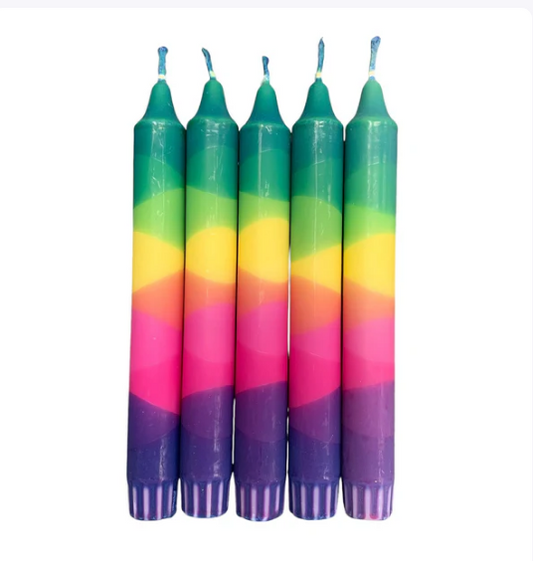 Multi Colour  - Handmade Marble Dinner Candles
