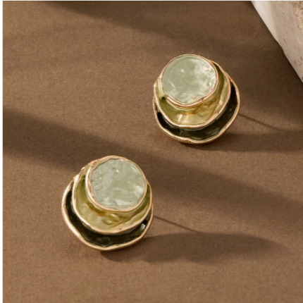 Moss and Mist Enamel Stud Earrings