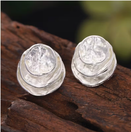 Ivory Leaf Enamel Stud Earrings