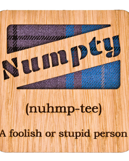 Numpty Square Coaster - Wood & Tartan