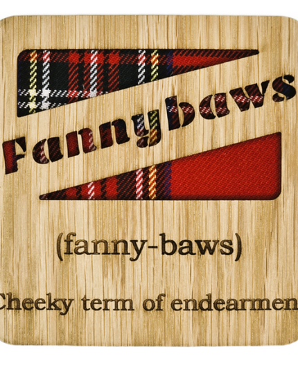 Fannybaws Square Coaster - Wood & Tartan