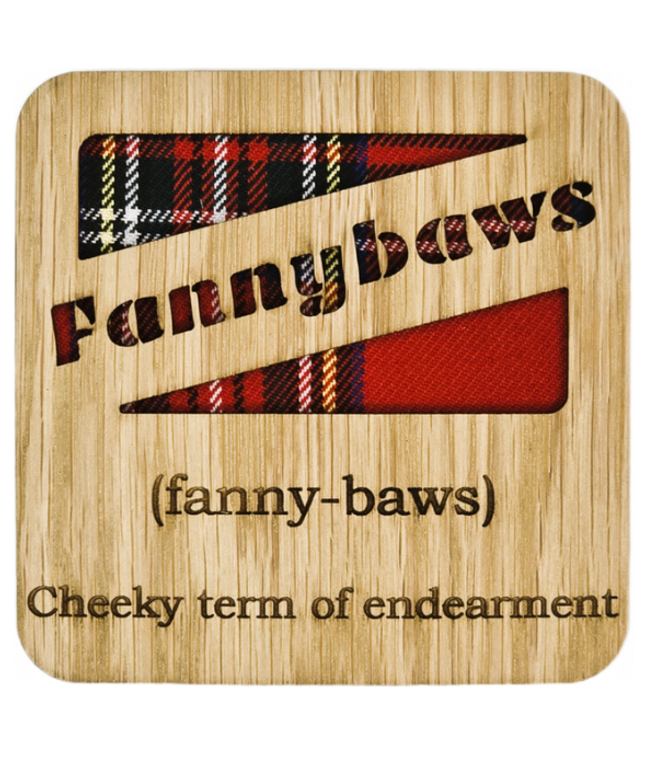 Fannybaws Square Coaster - Wood & Tartan
