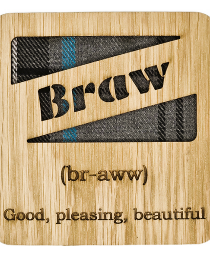 Braw Square Coaster - Wood & Tartan