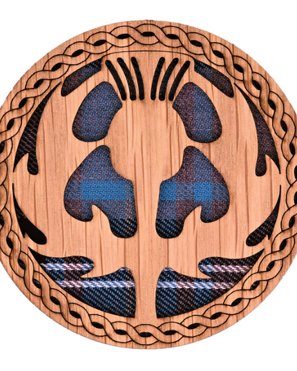 Thistle Round Coaster - Wood & Tartan