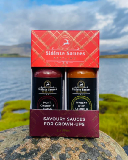 Savoury Sauces for Grown-Ups Gift Box – 2 x 50ml * Whisky & Lemon / Port & Pepper