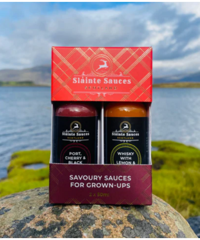Savoury Sauces for Grown-Ups Gift Box – 2 x 50ml * Whisky & Lemon / Port & Pepper