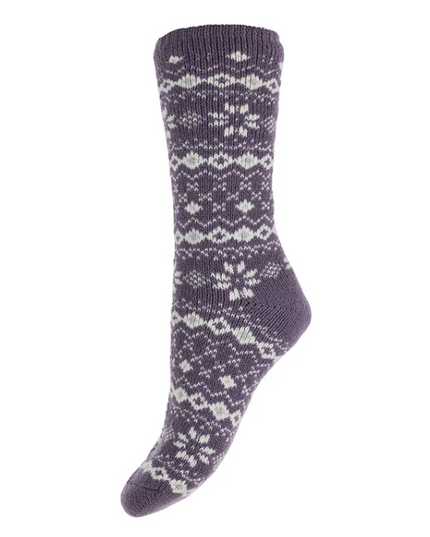 Wool Blend * Purple patterned Thermal Socks