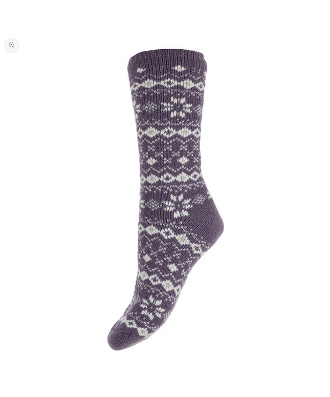 Wool Blend * Purple patterned Thermal Socks