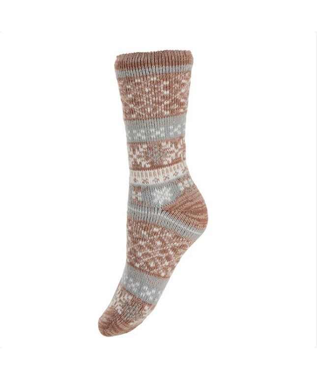 Wool Blend * Grey and Pink patterned Thermal Socks