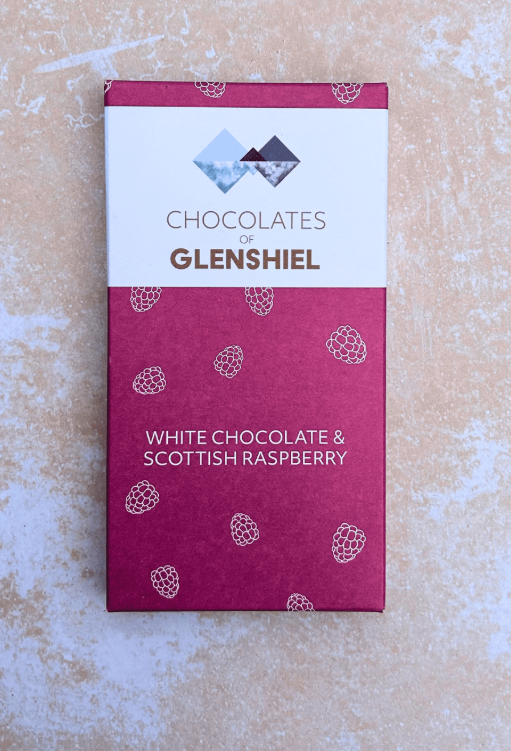 Glenshiel Chocolate 70g Bar White Chocolate & Raspberry