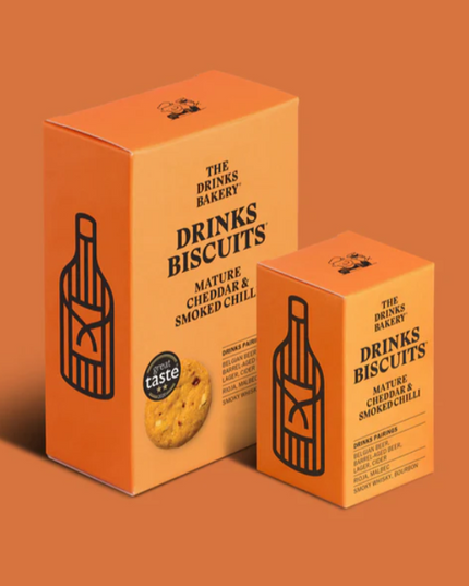 The Drinks Bakery - Gourmet Biscuits 110g Box Mature Cheddar & Smoked Chilli Drinks Biscuits