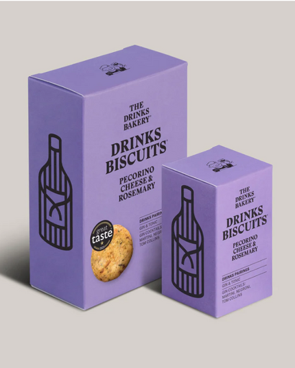 The Drinks Bakery - Gourmet Biscuits 110g Box Pecorino Cheese & Rosemary Drinks Biscuits