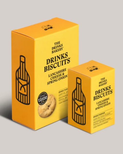 The Drinks Bakery - Gourmet Biscuits 110g Box Lancashire Cheese & Spring Onion Drinks Biscuits