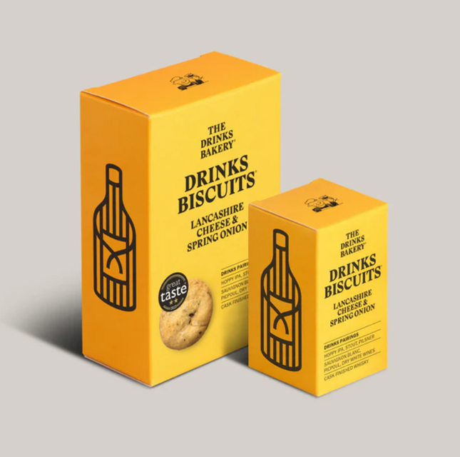 The Drinks Bakery - Gourmet Biscuits 110g Box Lancashire Cheese & Spring Onion Drinks Biscuits