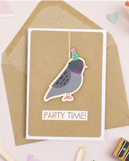Birthday Pigeon Card with Decoration