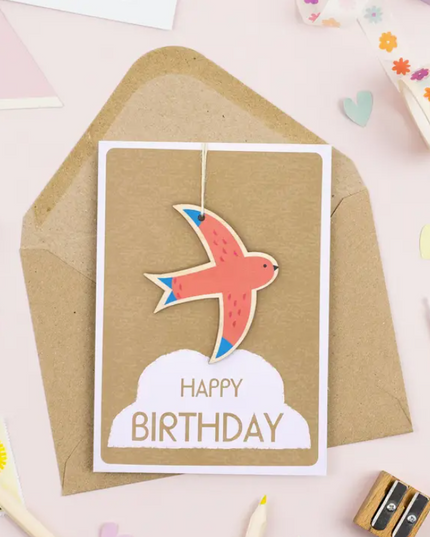 Birthday Bird Card - Wooden Keepsake